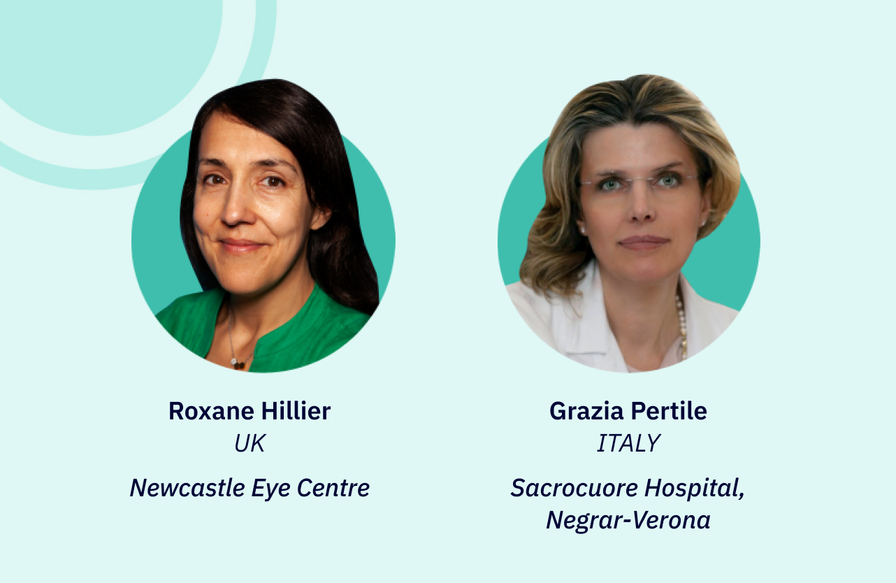 Feature image for Educational webinar, featuring headshots of chairs, Roxane Hillier (UK) & Grazia Pertile (Italy).