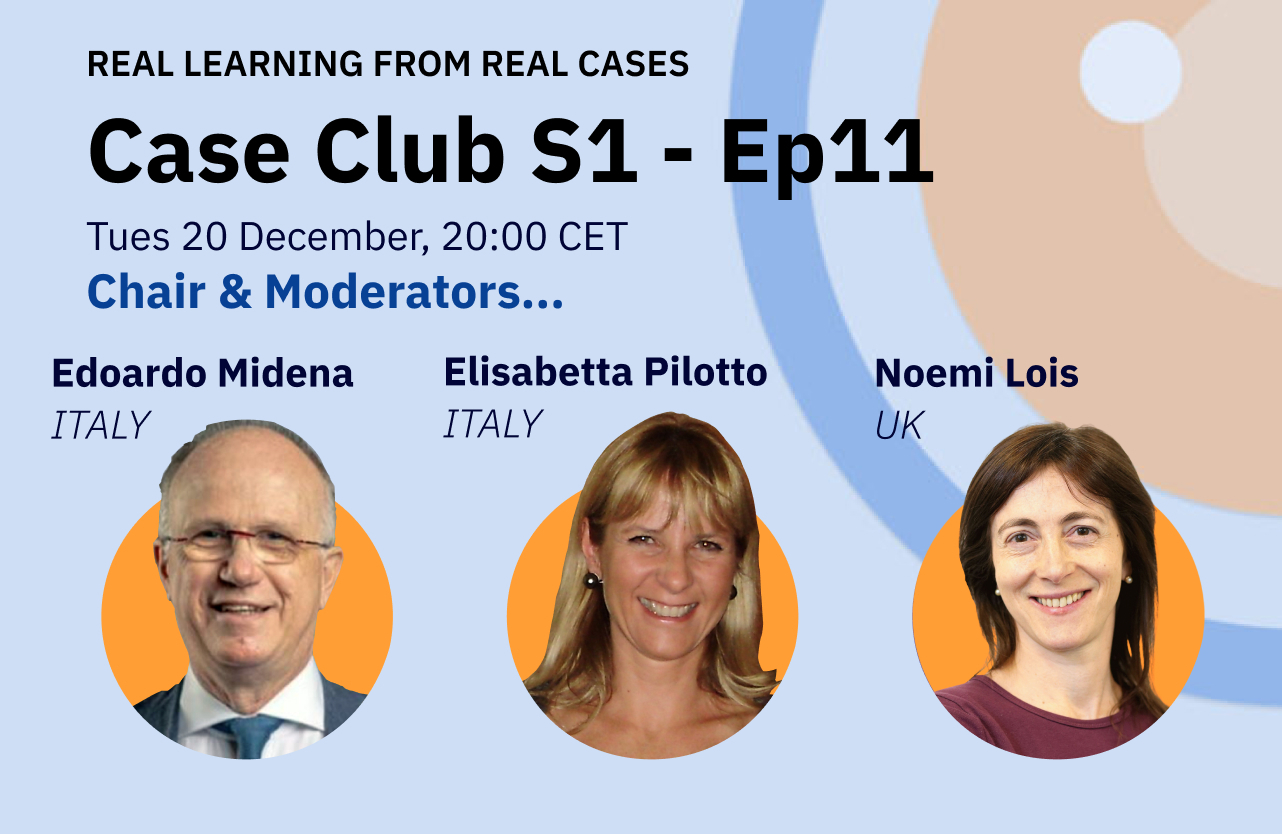 Feature image for Case Club S1 EP11, featuring headshots of chairs, Edoardo Midena (Italy), Elisabetta Pilotto (Italy) & Noemi Lois (UK).