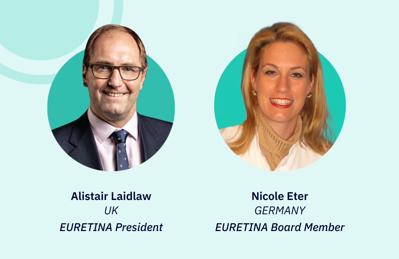 Feature image for Double Debate, featuring headshots of chairs, Alistair Laidlaw (UK) & Nicole Eter (Germany).