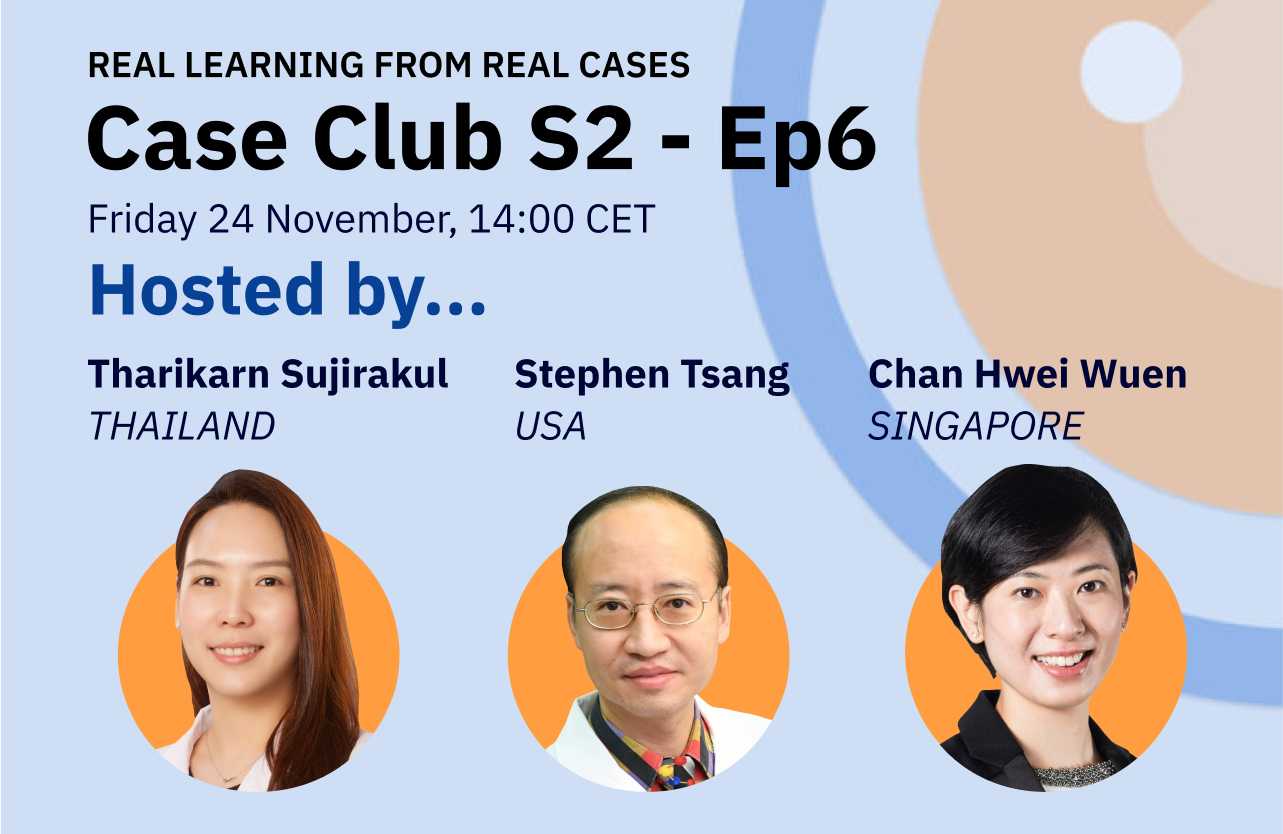 Feature image for Case Club S2 EP6, featuring headshots of chairs, Tharikarn Sujirakul (Thailand), Stephen Tsang (USA) & Chan Hwei Wuen (Singapore).