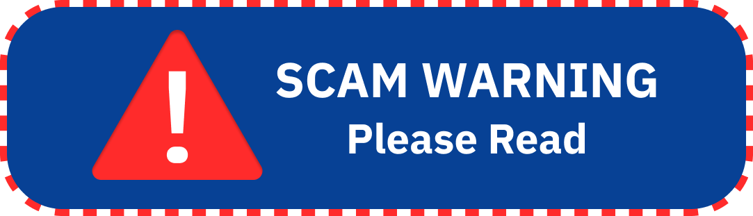 Button with text "Scam Warning, Please Read" linking to "Scam Warning" page.