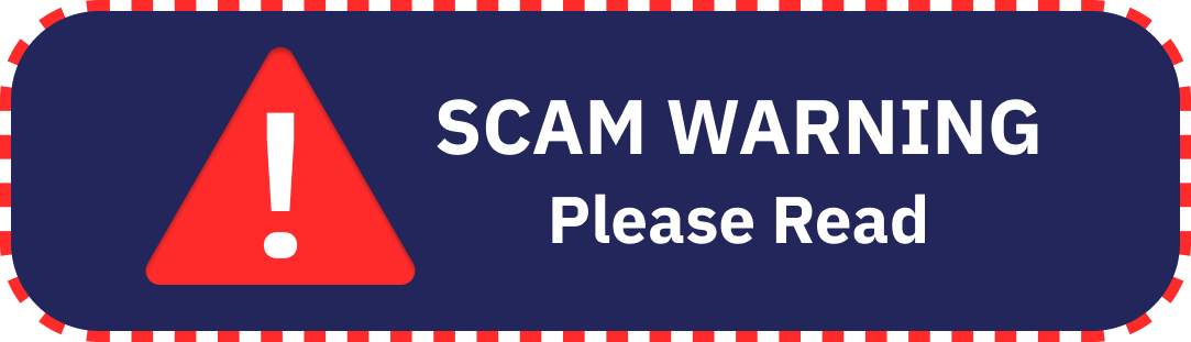 Button with text "Scam Warning, Please Read" linking to "Scam Warning" page.