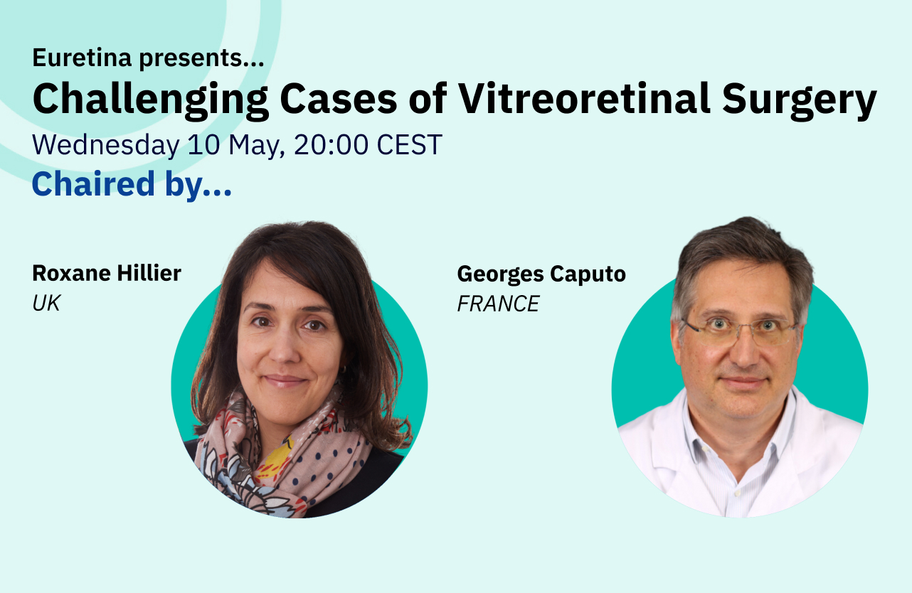 Feature image for Educational webinar, featuring headshots of chairs, Roxane Hillier (UK) & Georges Caputo (France).