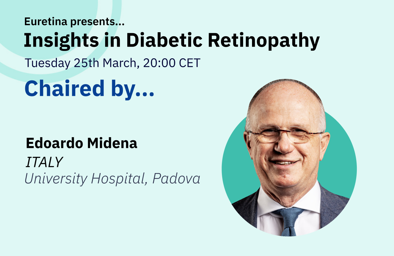 Feature image for Educational webinar, featuring headshots of chair, Edoardo Midena (Italy)