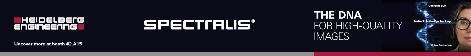 Heidelberg Engineering, Uncover more at booth #2.A15. "Spectralis", "The DNA for High-Quality Images".